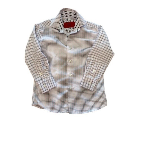 Elie Balleh Other - Elie Boys White Check Slim Fit‎ Button Down Dress Shirt Sz Small